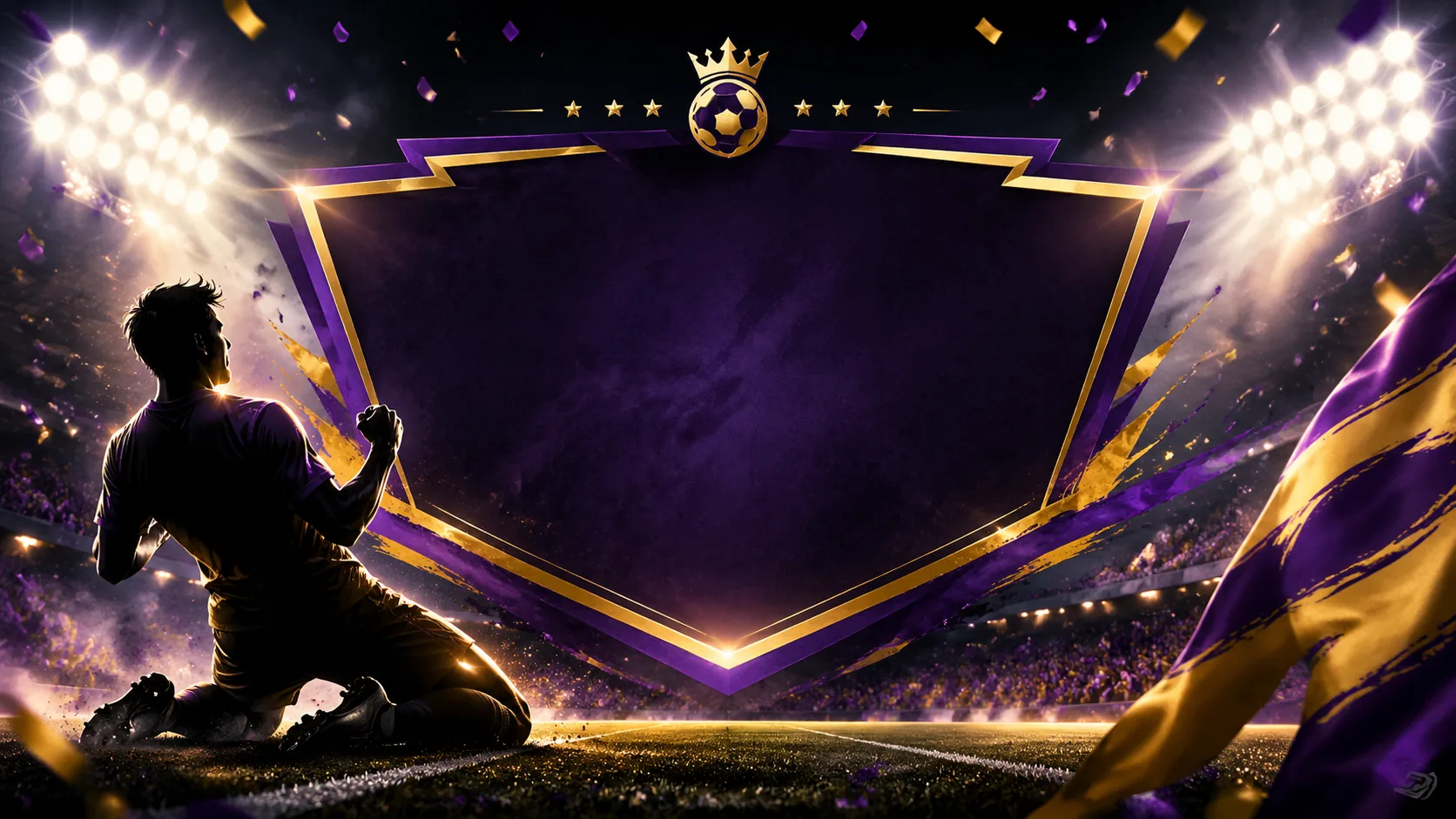 Cinematic soccer event poster template with blank headline space