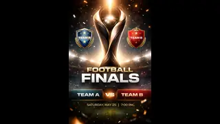 Vertical football finals poster concept with an abstract trophy shape