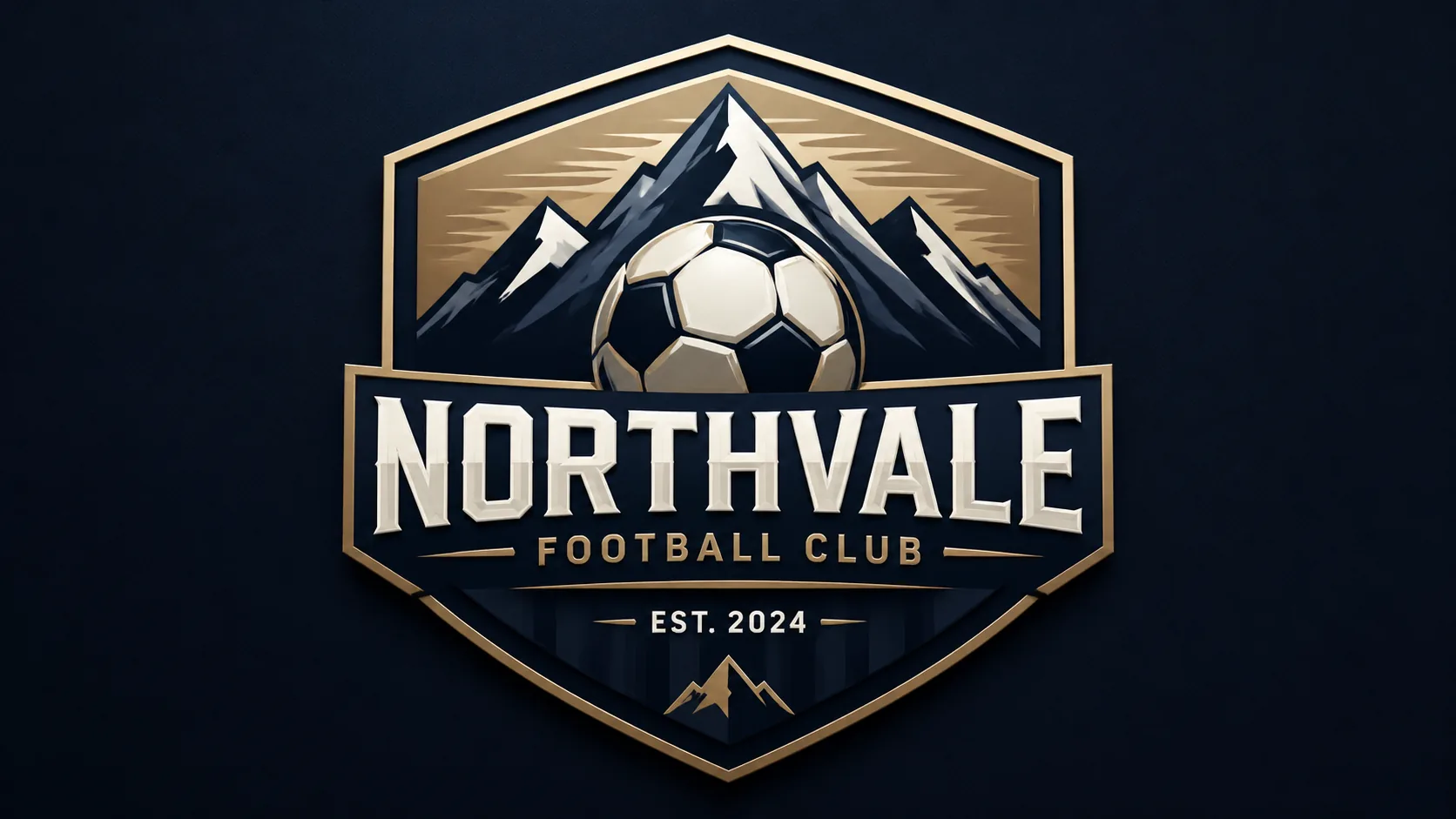 Unofficial football logo concept with a stylized ball and mountain icon