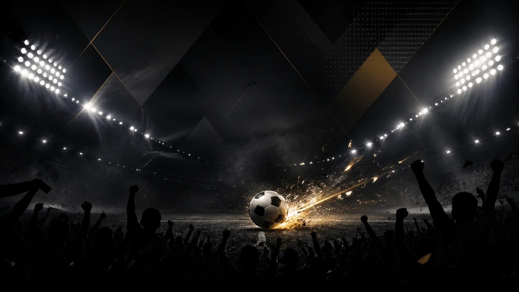 Dark premium football wallpaper with silhouette crowd