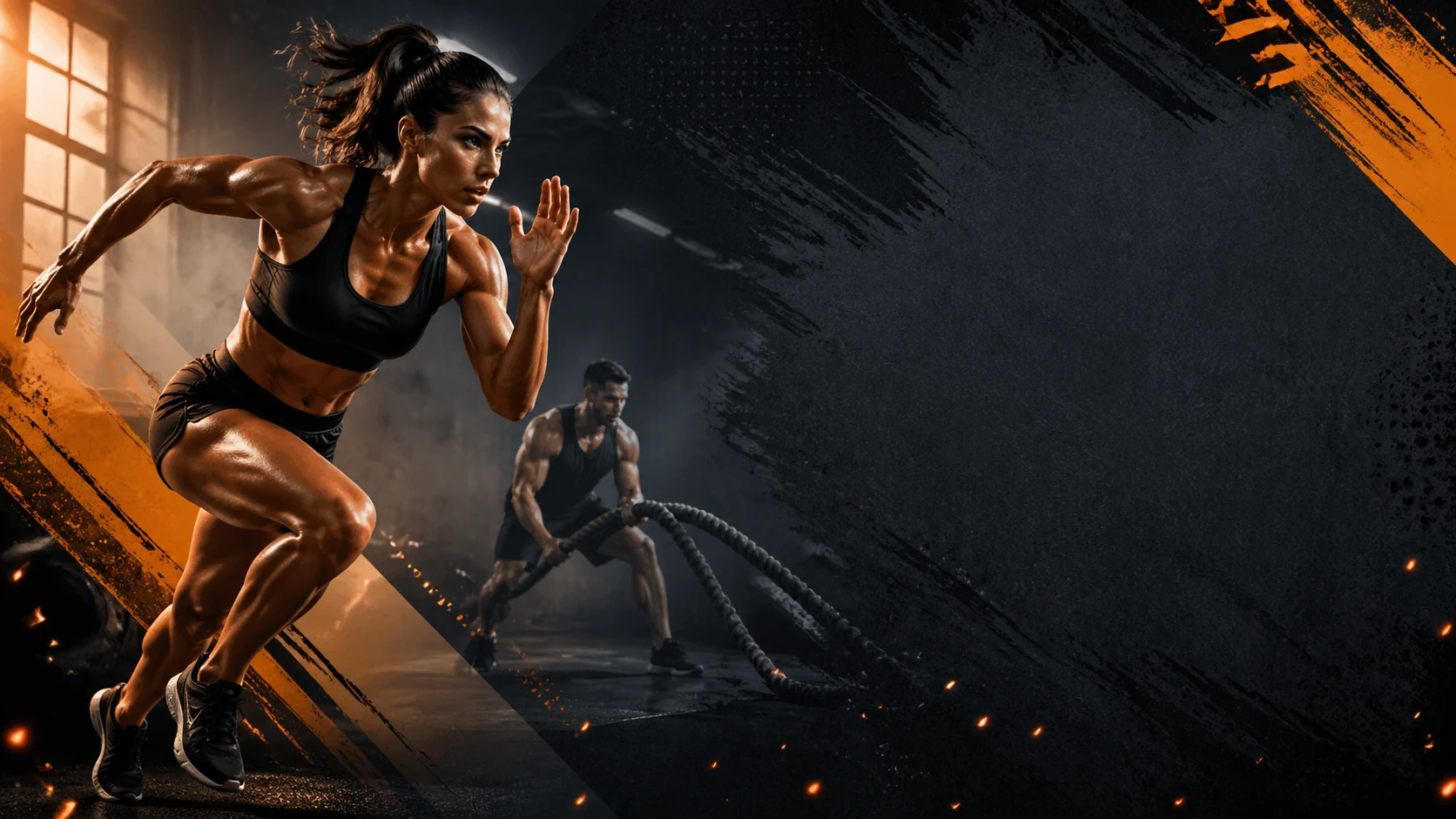 Second variation of fitness and gym motivation art with dynamic athletes