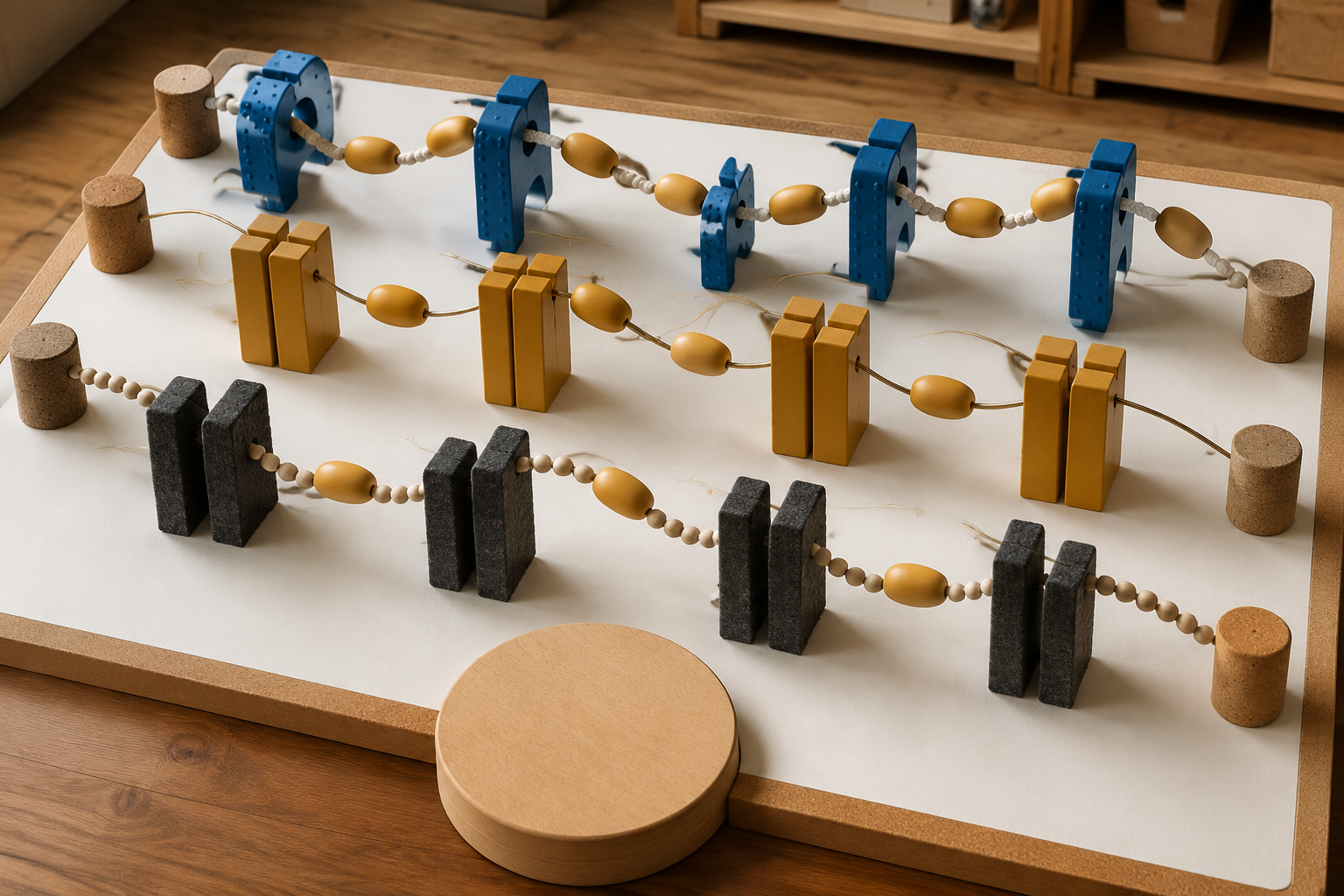 Three tactile replay lanes use contrasting obstacle shapes, textures, and repeated capsule positions to study accessibility and recovery