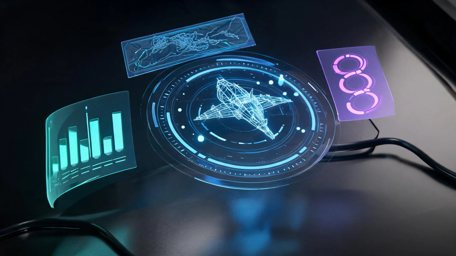 Close-up futuristic ui/hud elements concept image with crisp subject focus