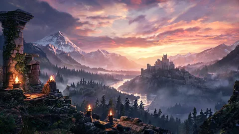 Wide-scene game loading screen art visual with strong foreground and background separation