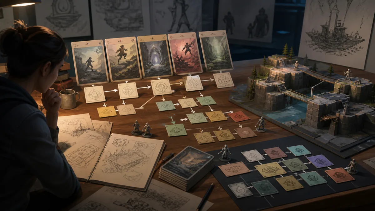 AI game design planning visual showing lp scenario 01
