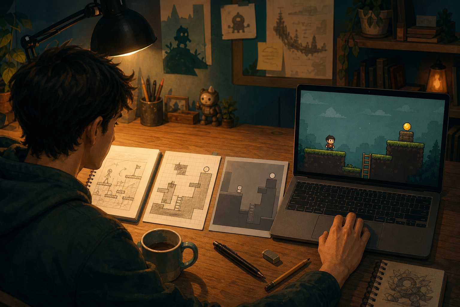 A beginner turns a game idea into a tiny playable prototype with AI-assisted tools and placeholder art.