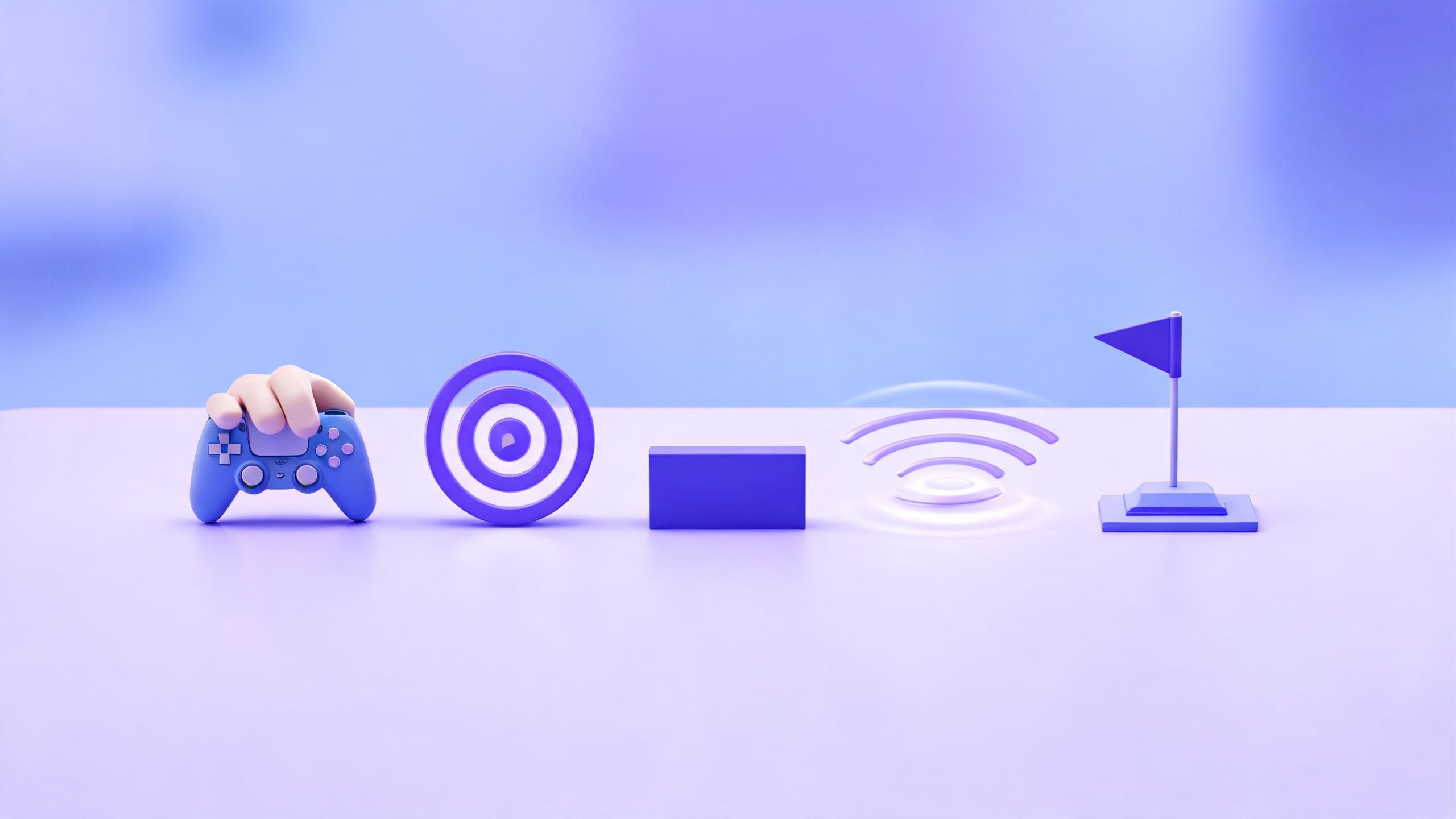 A tactile sequence of controller input, target, obstacle, feedback signal, and finish flag represents a minimum playable brief.
