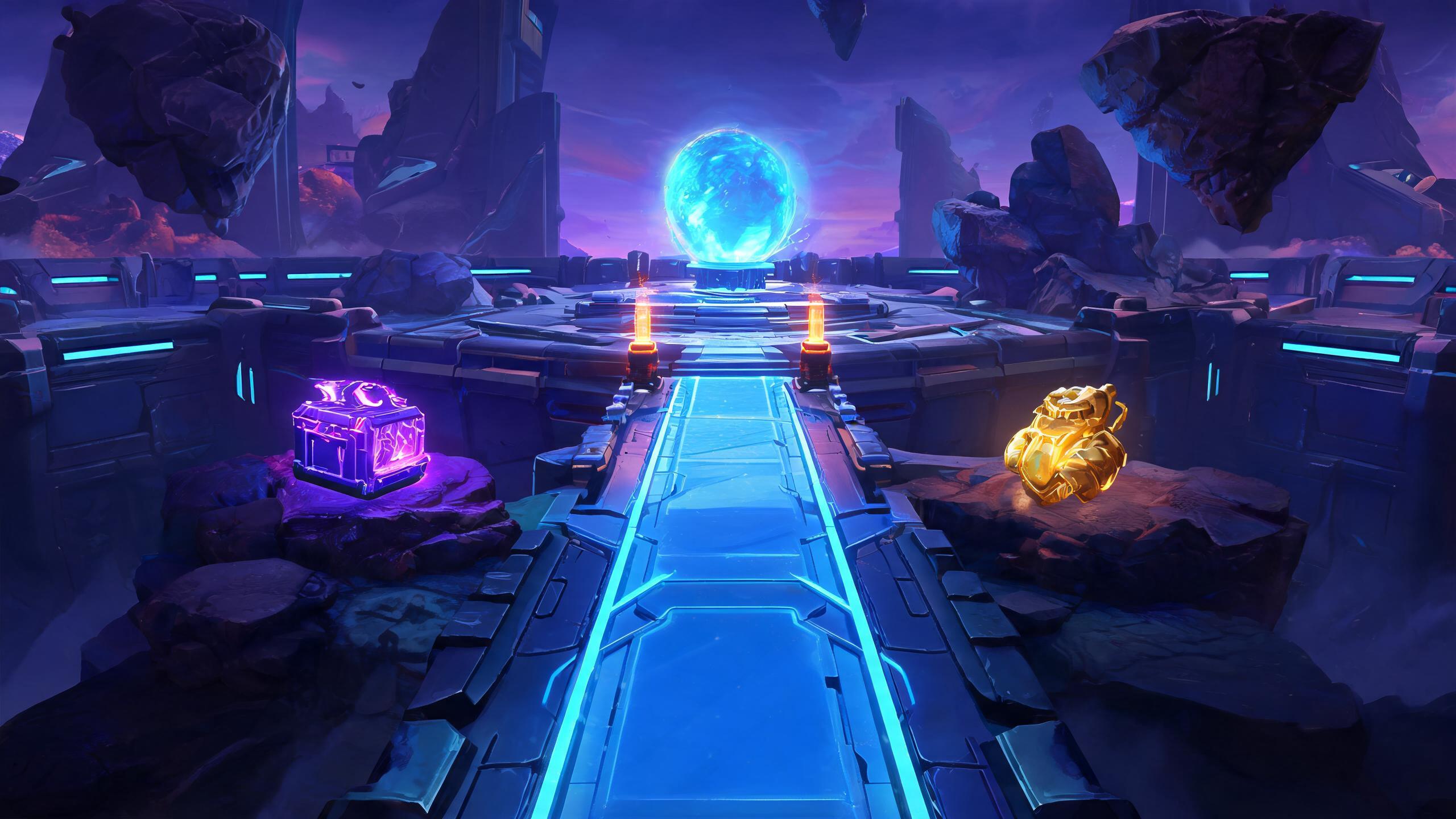 Original game-art scene showing a play session in arena shooter games with in-game purchases