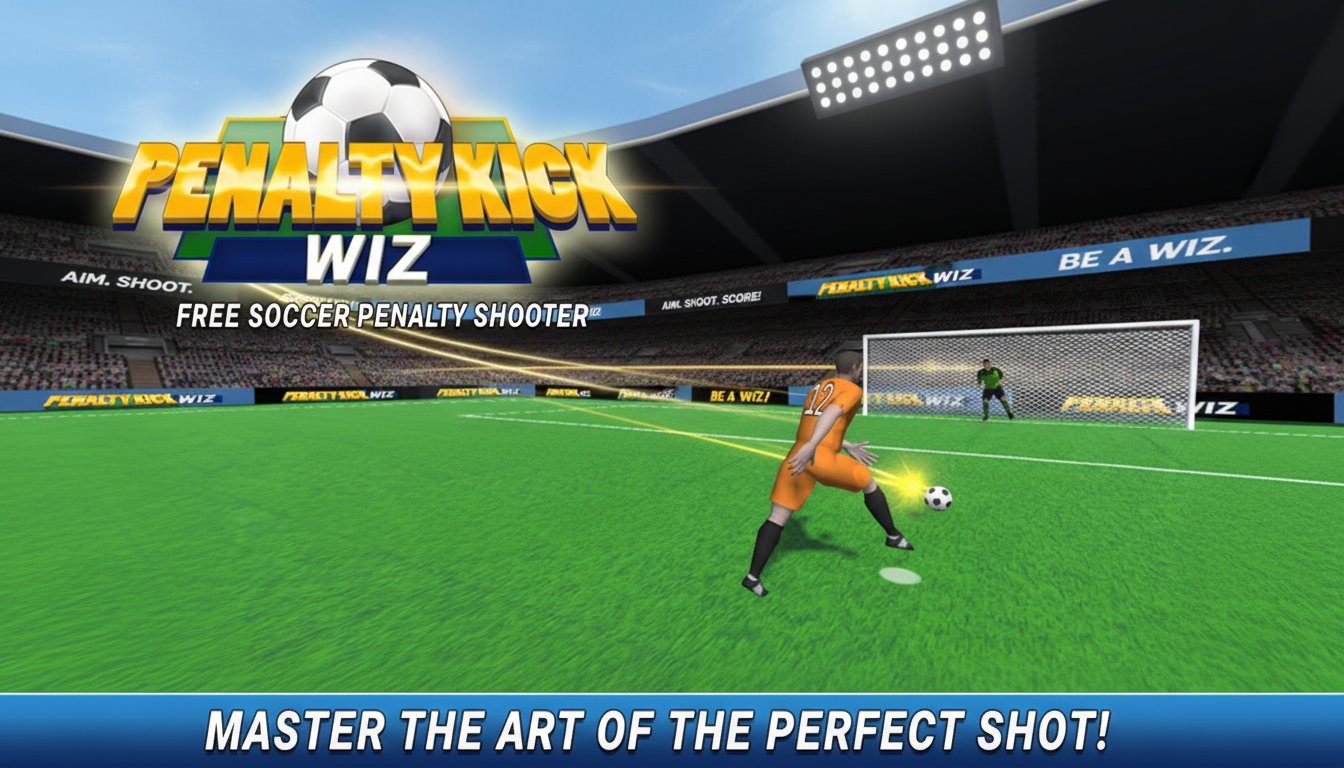 First-party SEELE Penalty Kick Wiz game cover showing a player taking a penalty shot in a stadium