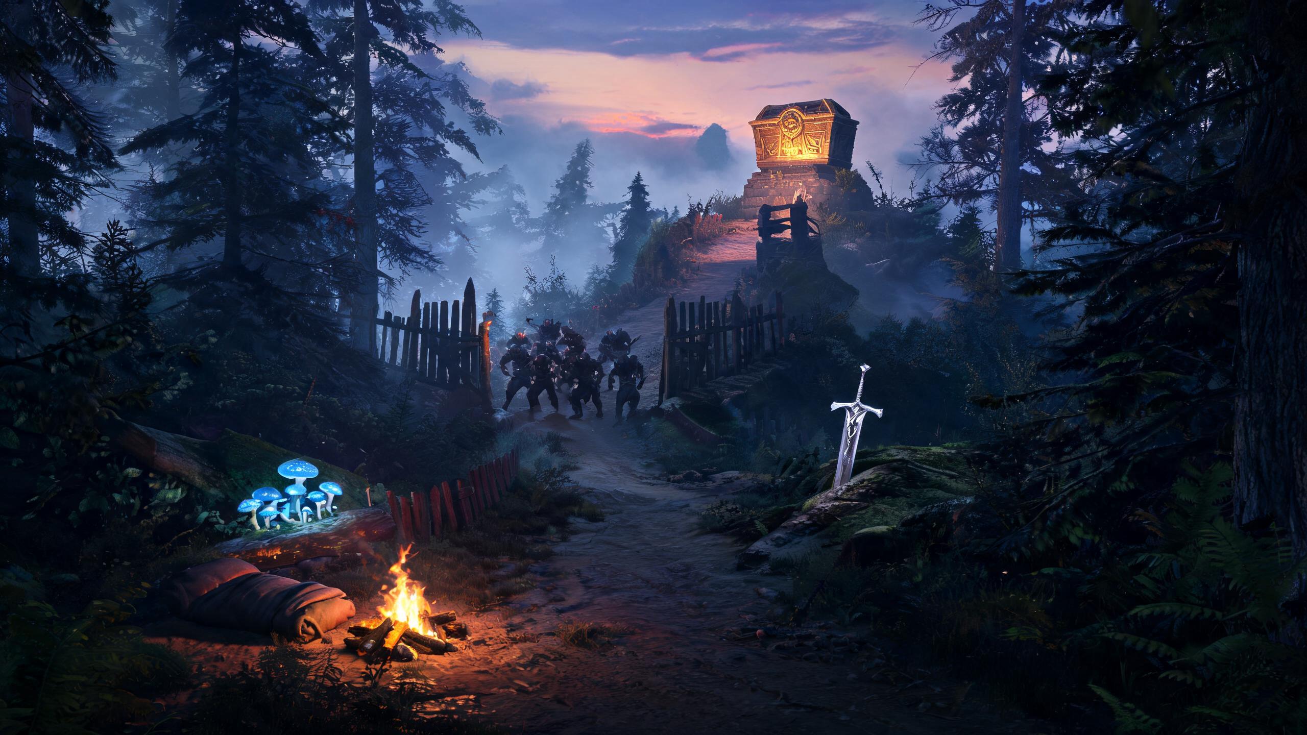 Original game-art scene showing a play session in horde survival games with in-game purchases
