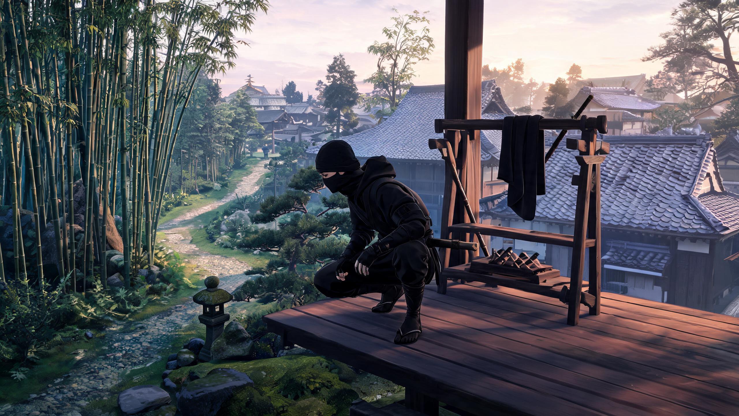 Original game-art scene showing choices in ninja games with in-game purchases