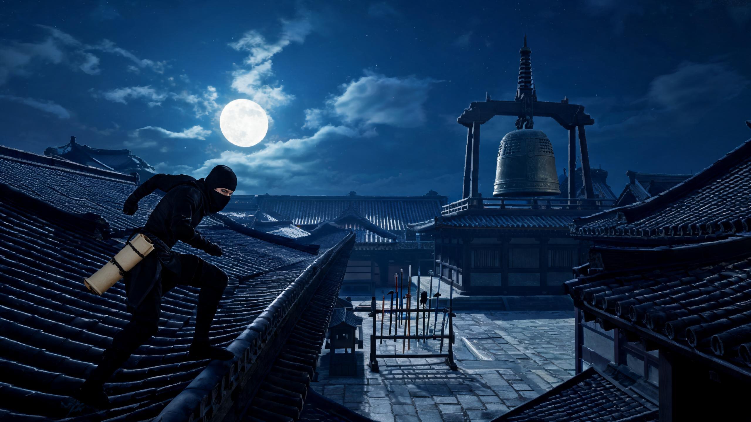 Original game-art scene showing a play session in ninja games with in-game purchases