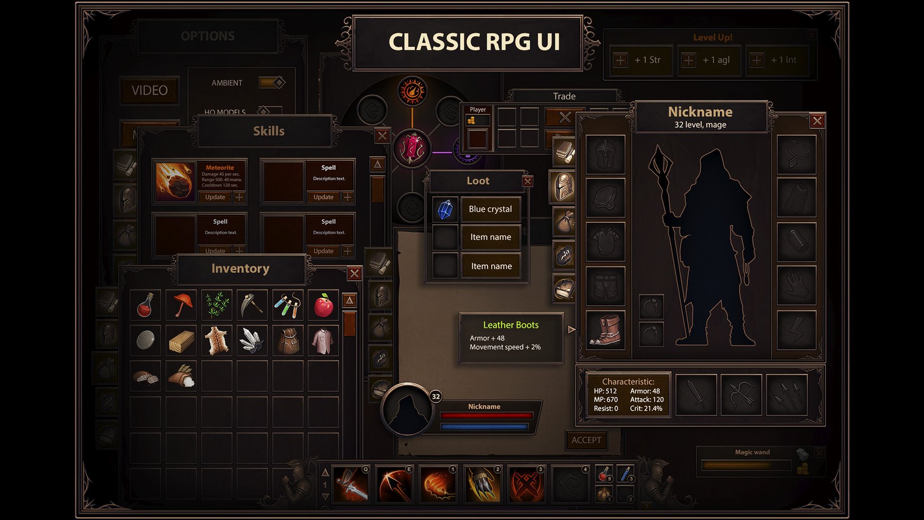 3D RPG game interface