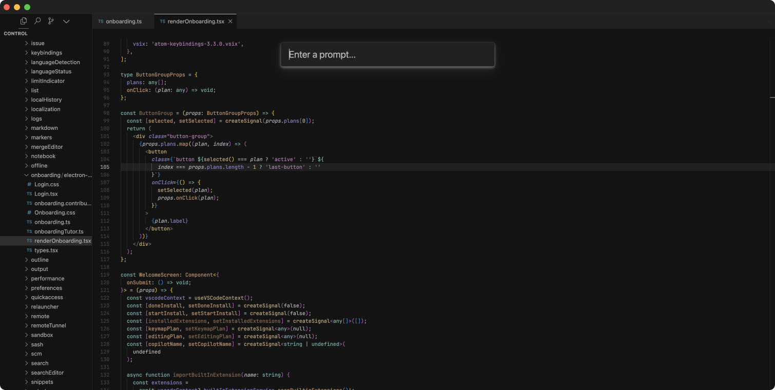 AI powered code editor interface