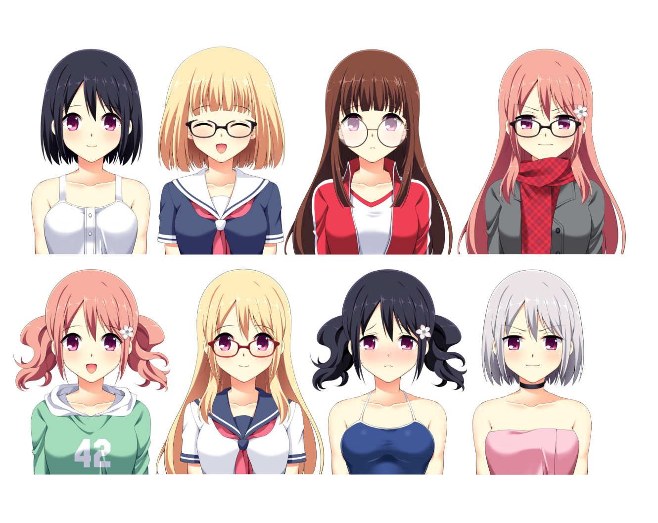 multiple anime characters