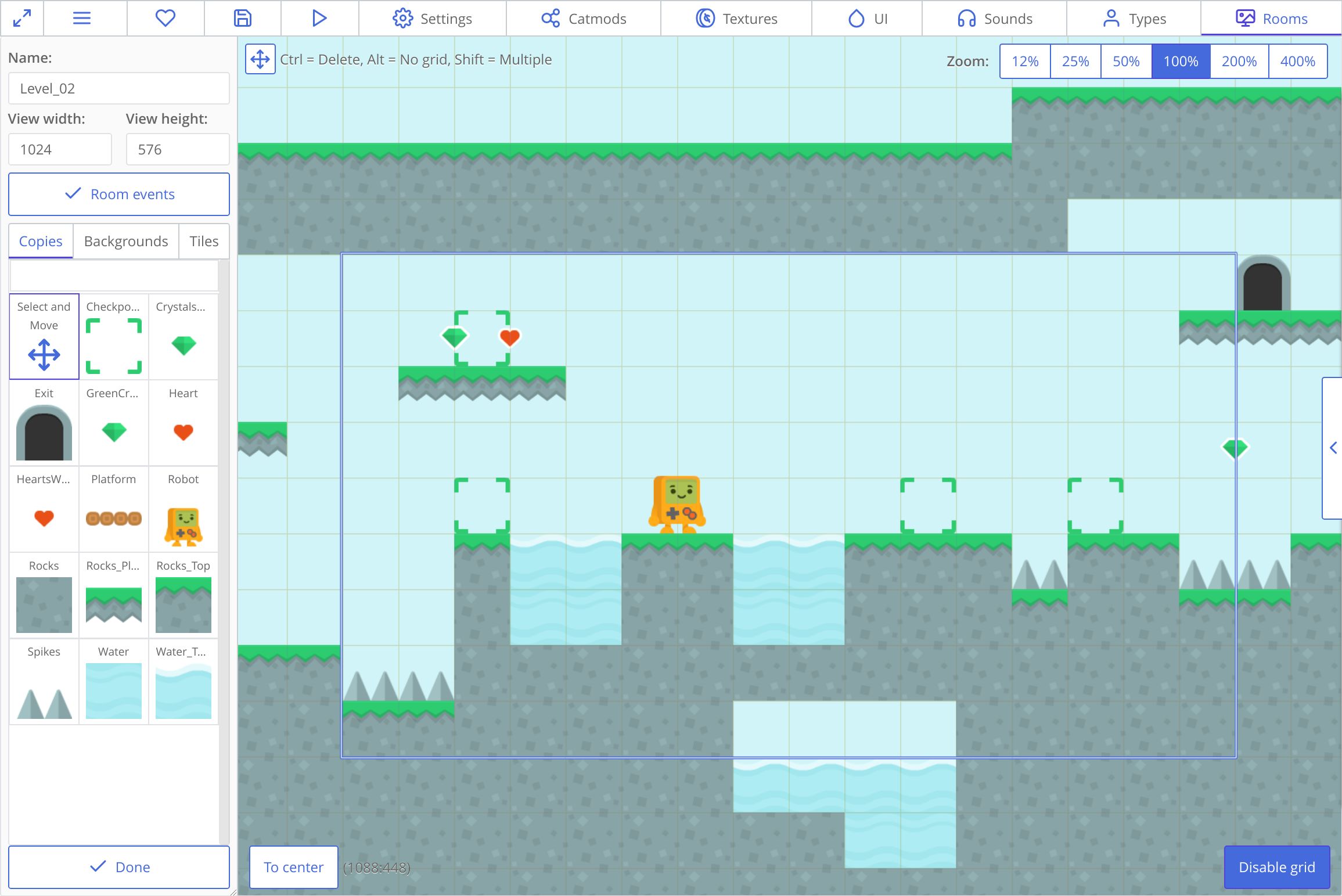 2D game maker interface