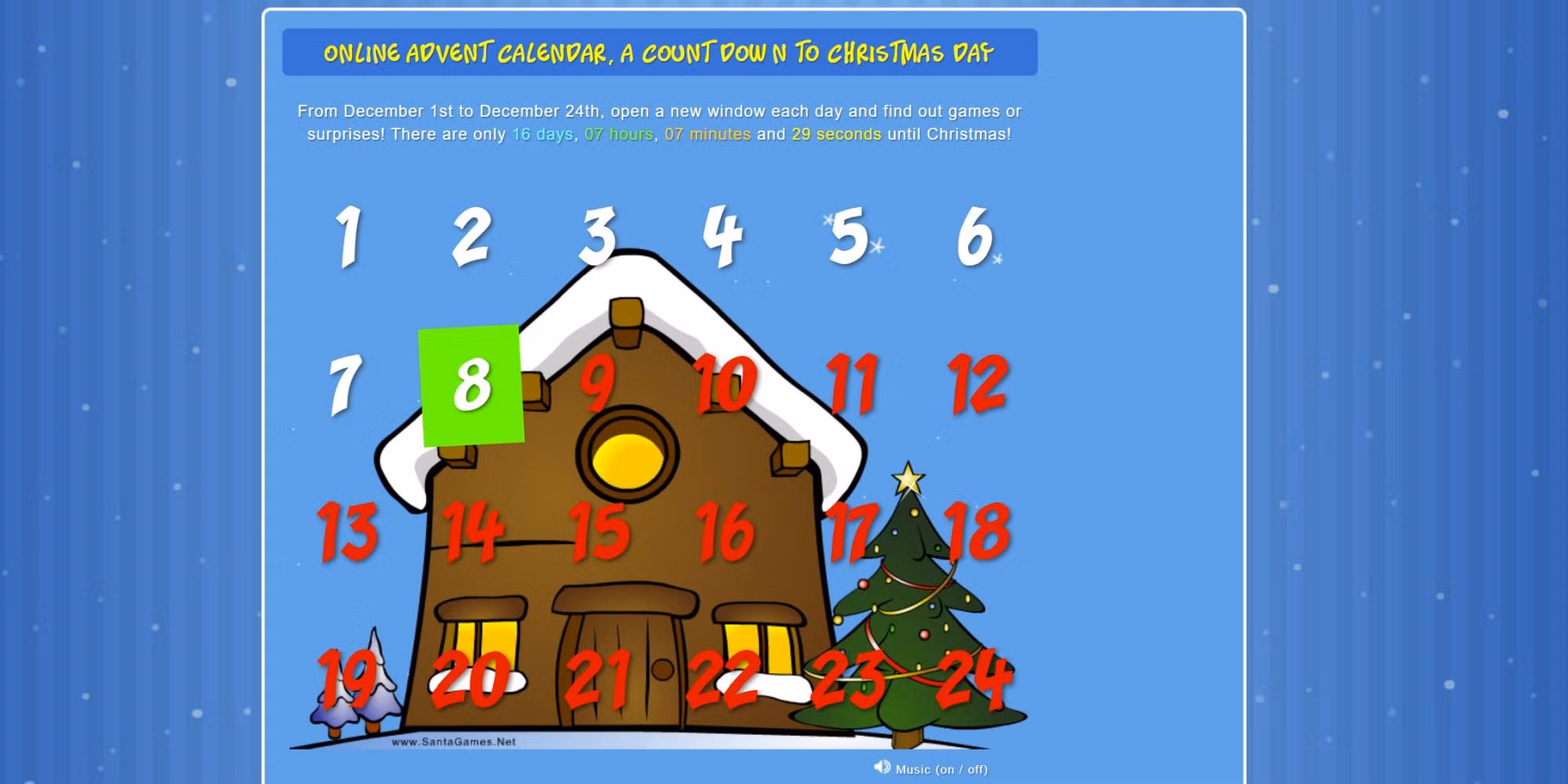 Digital advent calendar example showing multiple doors and interaction points