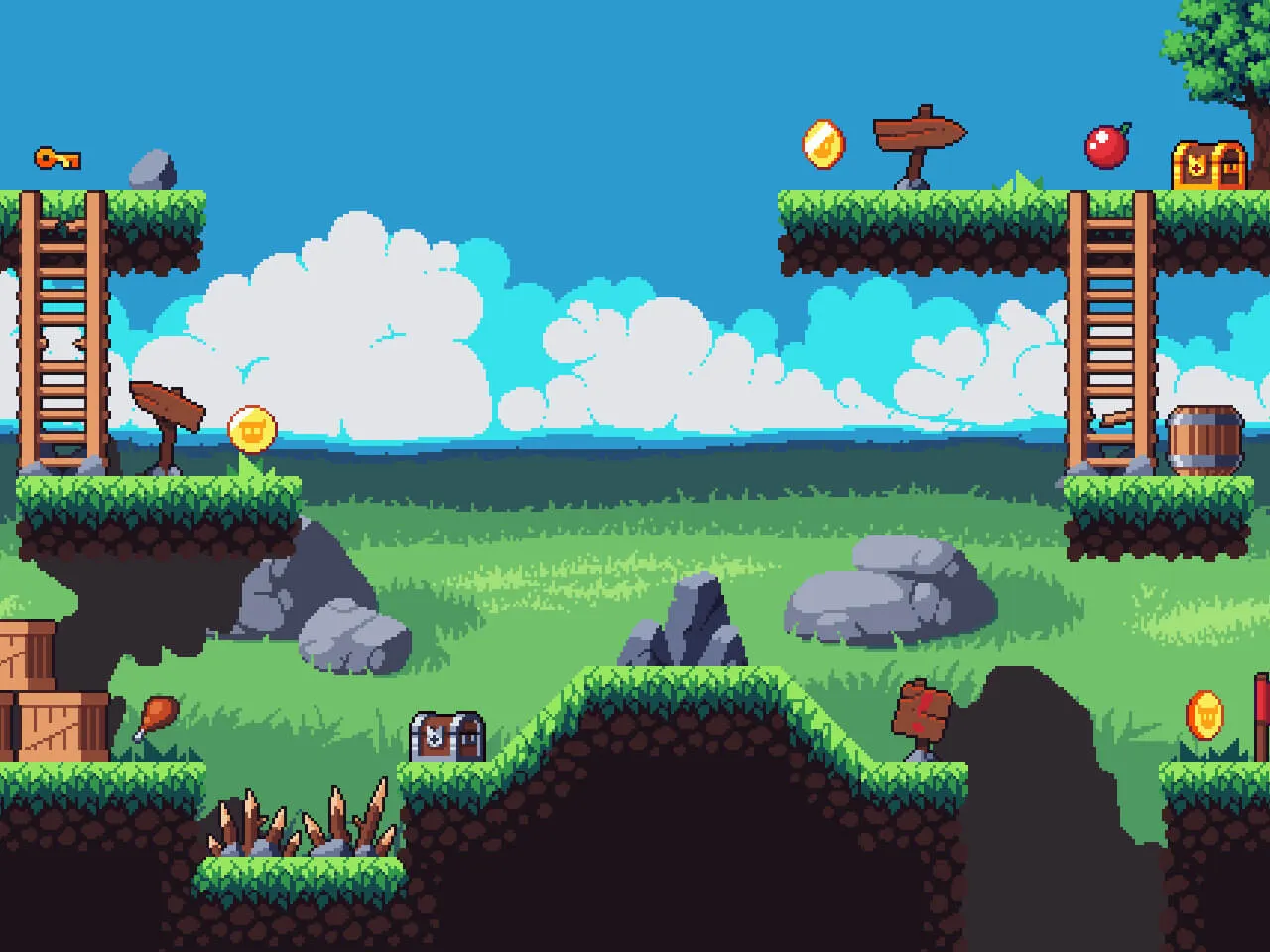 2D platformer game pixel art