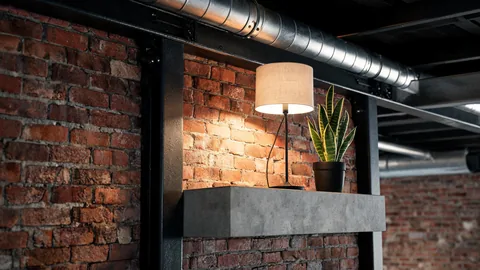 Create a modern warehouse apartment scene