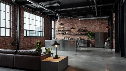 Create an industrial studio workspace image