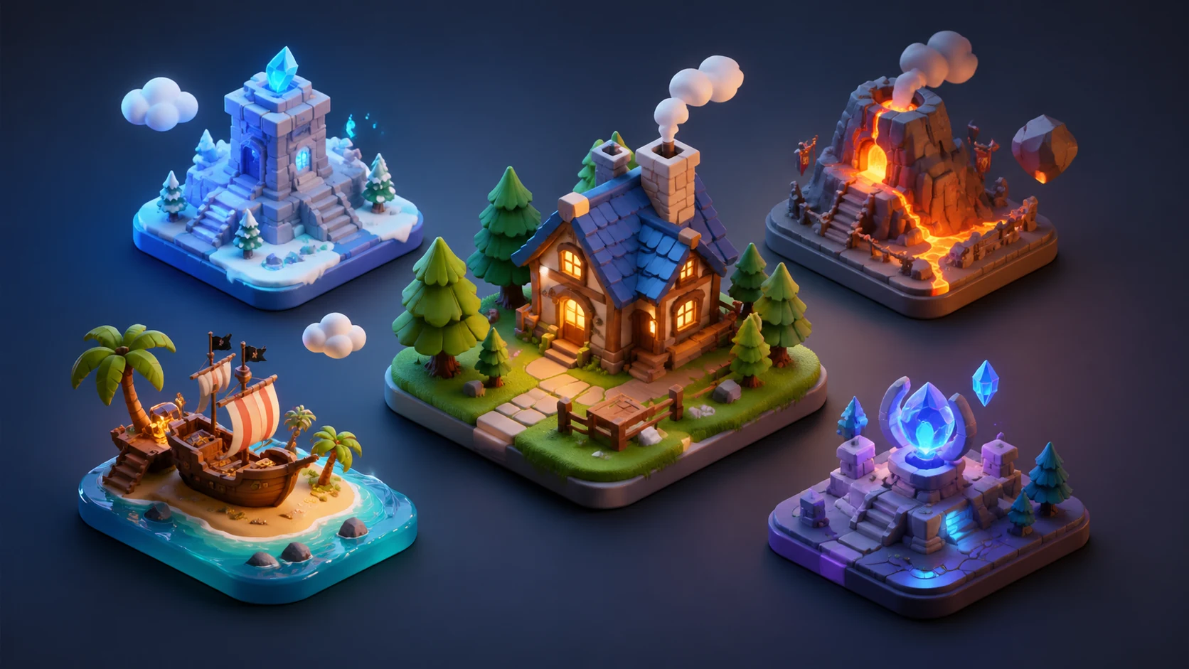 Isometric Town Assets AI image prompt example 3