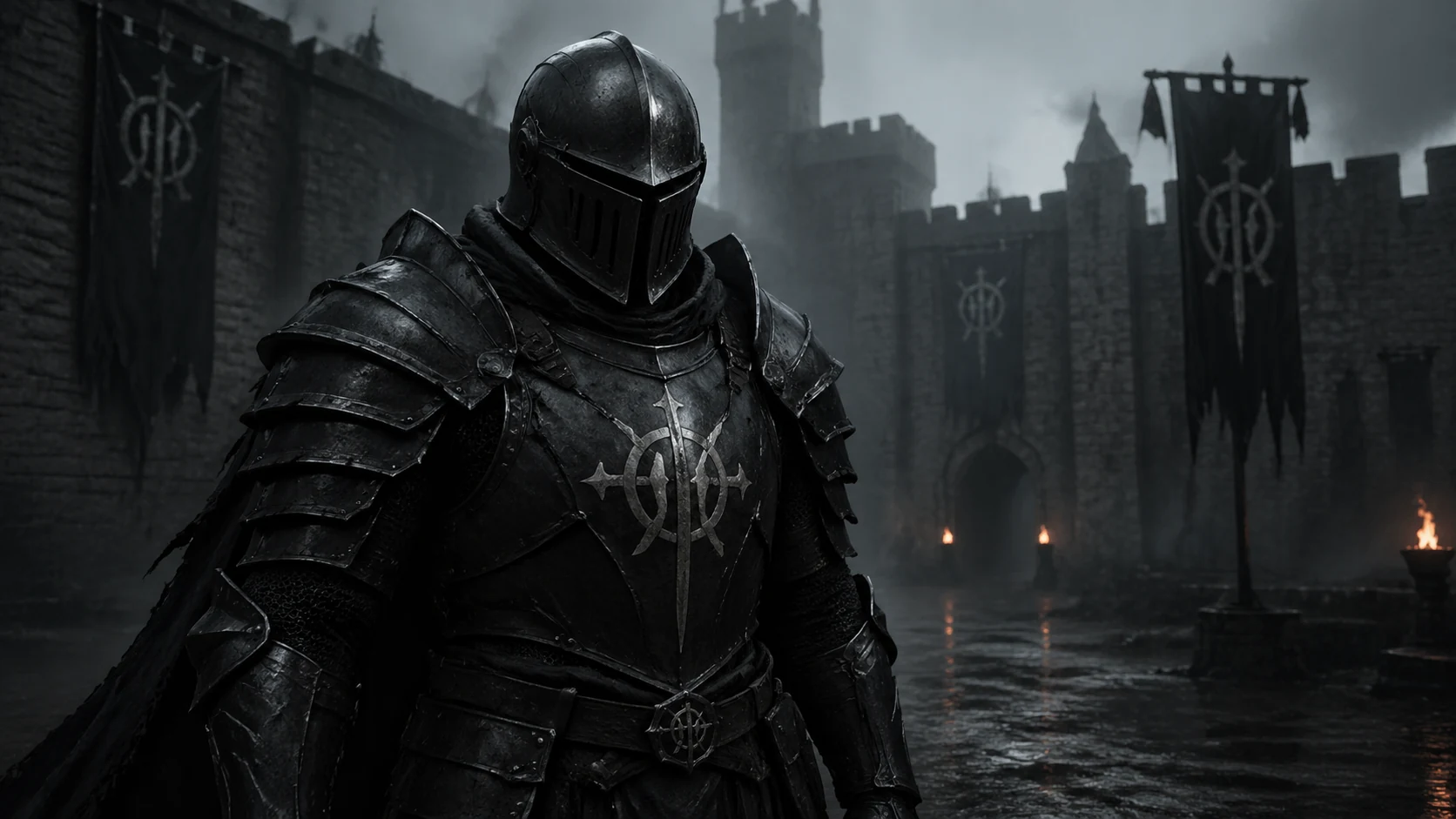 Dark medieval knight armor