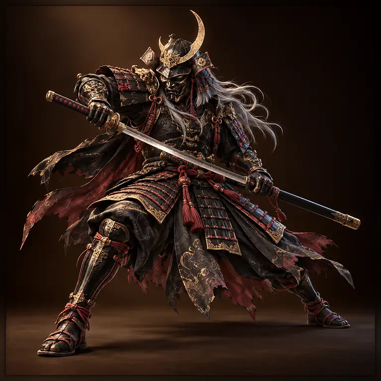 Japanese samurai 3D model preview