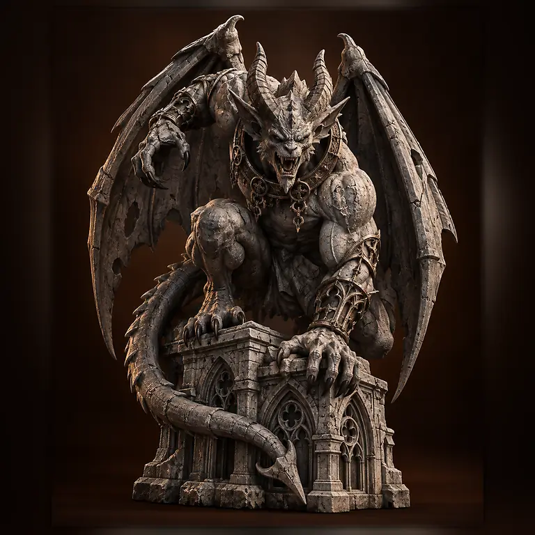 Demon statue 3D model preview