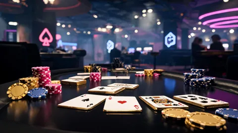 Wide-scene online casino/gaming graphics visual with strong foreground and background separation