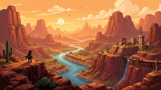 Pixel art desert canyon