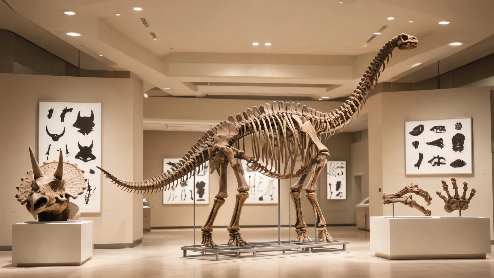 Wide-scene prehistoric dinosaur art visual with strong foreground and background separation