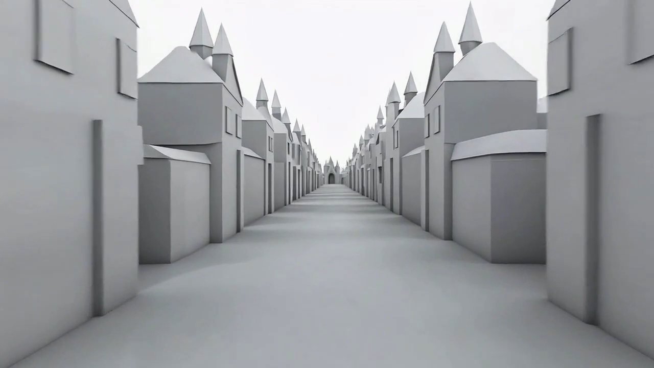 A real generated greybox street environment output that illustrates testing structure before visual polish.