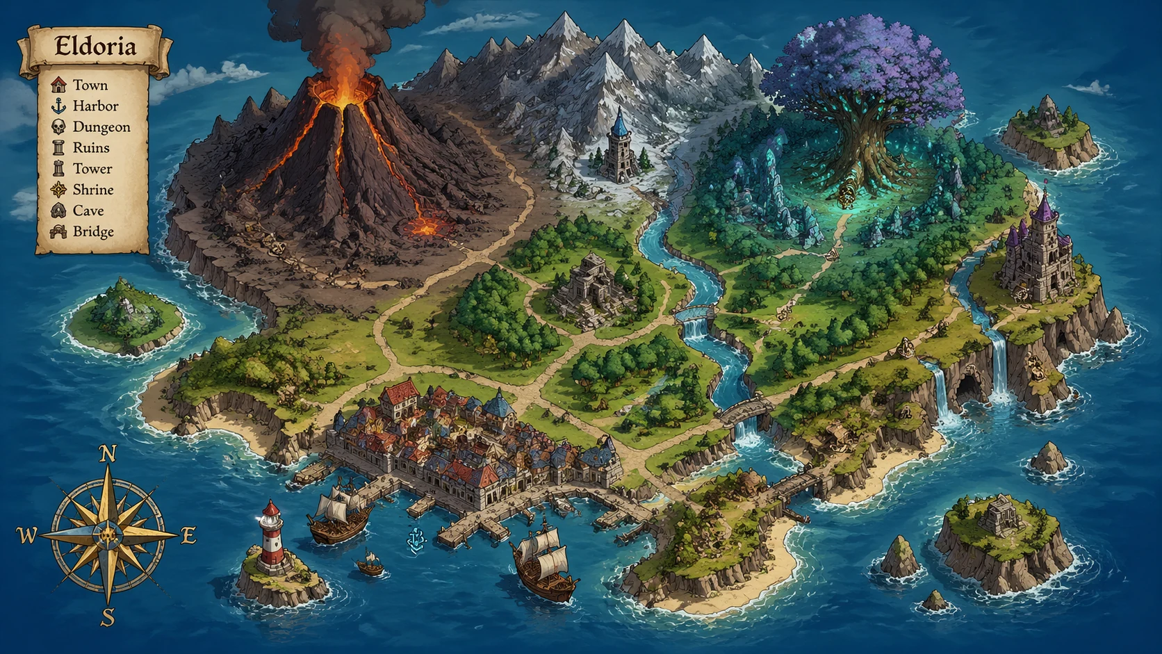 Roguelike Dungeon Map AI image prompt example 2