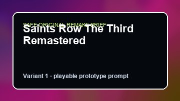 Saints Row The Third Remastered original game remake reference artwork 1