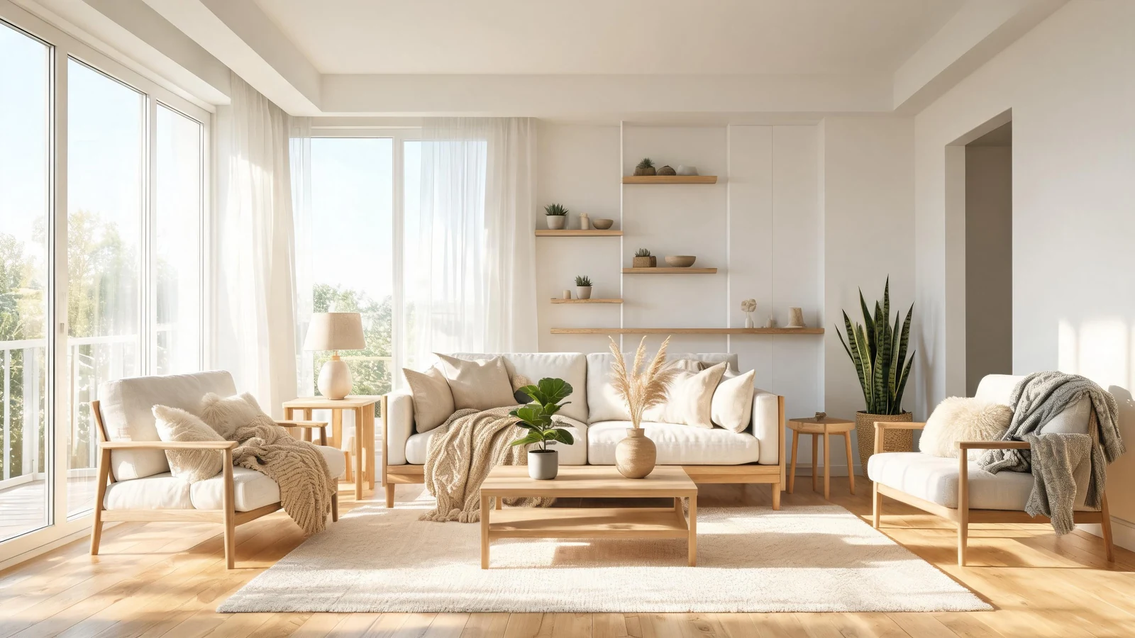 Create a warm Nordic apartment visual