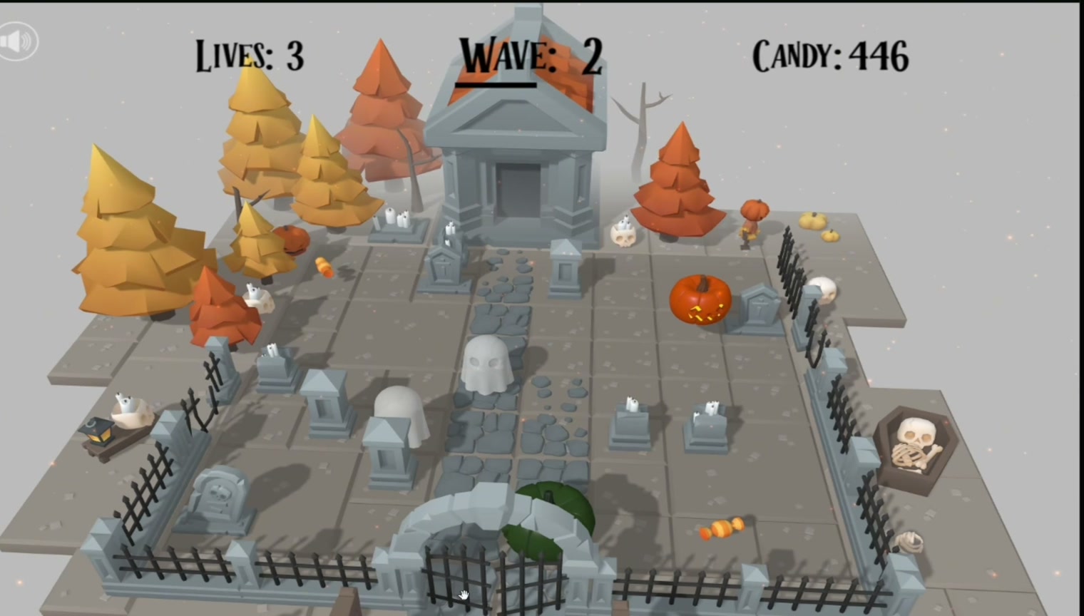 Playable stylized 3D cemetery environment produced and previewed in SEELE