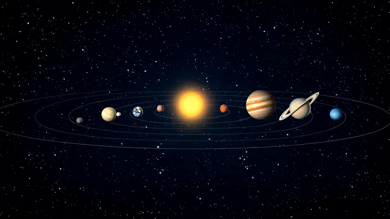 Wide-scene solar system and planet visuals visual with strong foreground and background separation