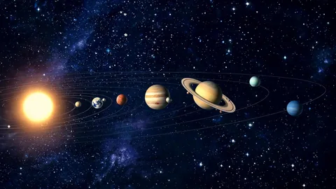 Close-up solar system and planet visuals concept image with crisp subject focus