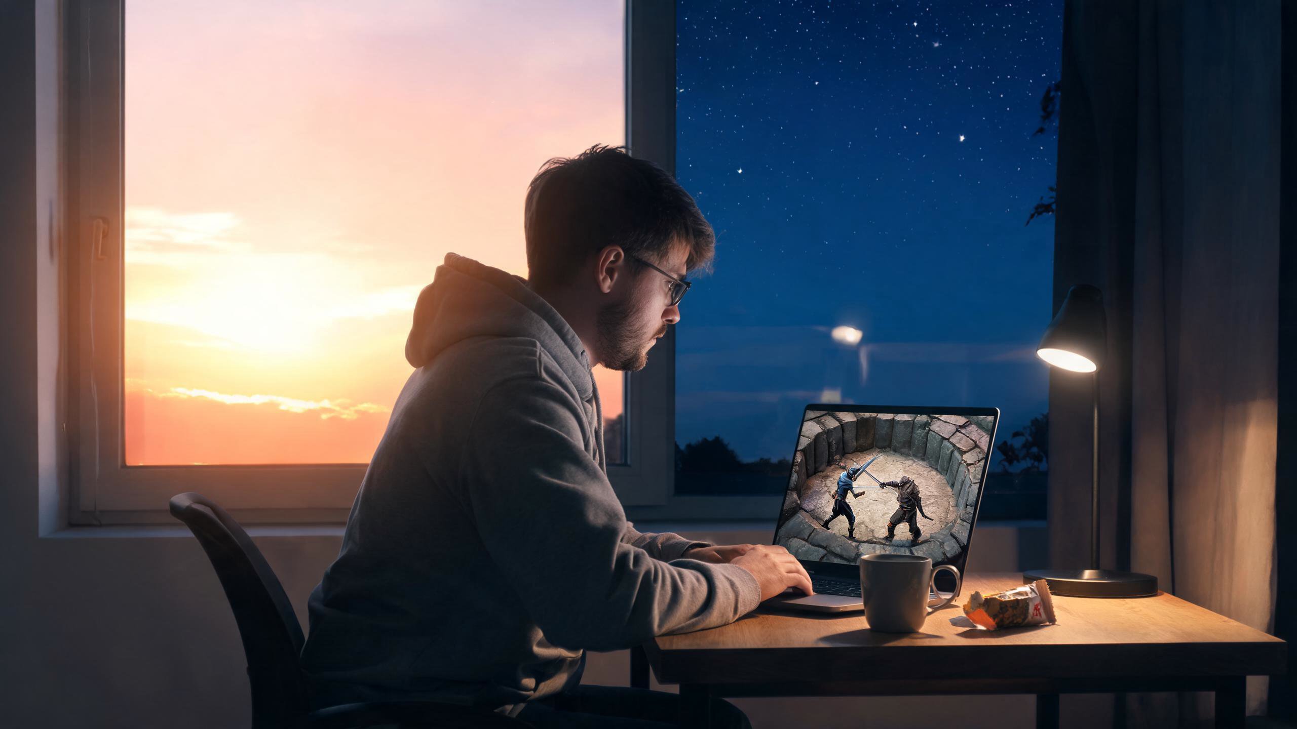 Solo developer working from daylight into evening on a deliberately small playable prototype.