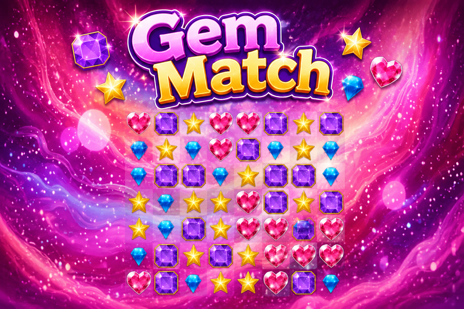 SEELE Community model-generated Gem Match board output with a grid of colorful gems