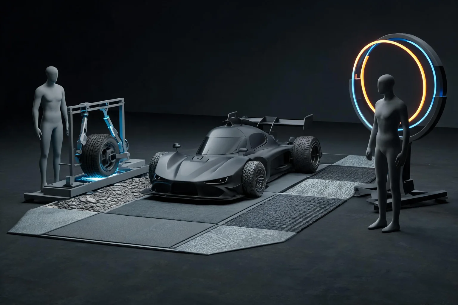 Assetto Corsa Competizione: Unreal Engine Vehicle Physics Validation and Track Surfaces Guide editorial cover illustrating vehicle input and drivetrain state, tire suspension and surface response, telemetry and repeatable test laps, and frame rate and solver variance