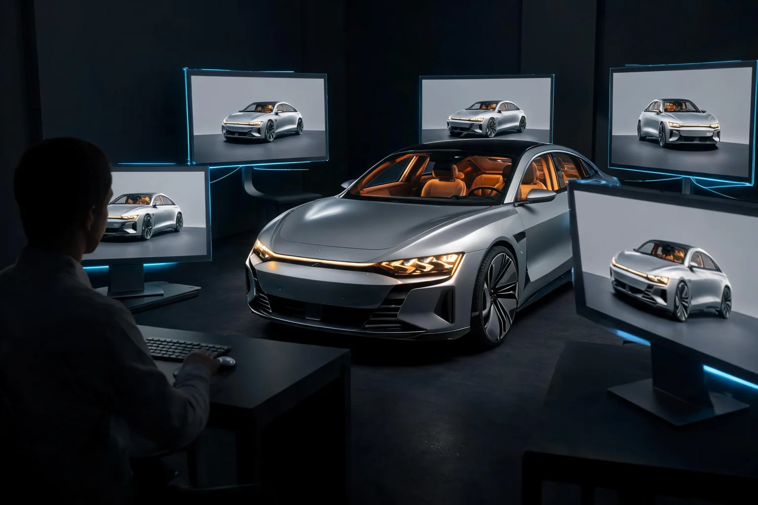 Unreal Engine Automotive Visualization Guide editorial cover illustrating CAD tessellation, materials and variants, real-time configurator review, and render or streamed delivery