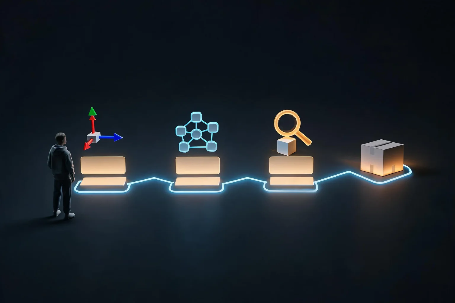 Unreal Engine Beginner Learning Roadmap editorial cover illustrating editor navigation, Blueprint fundamentals, debugging habits, and first packaged mini-project