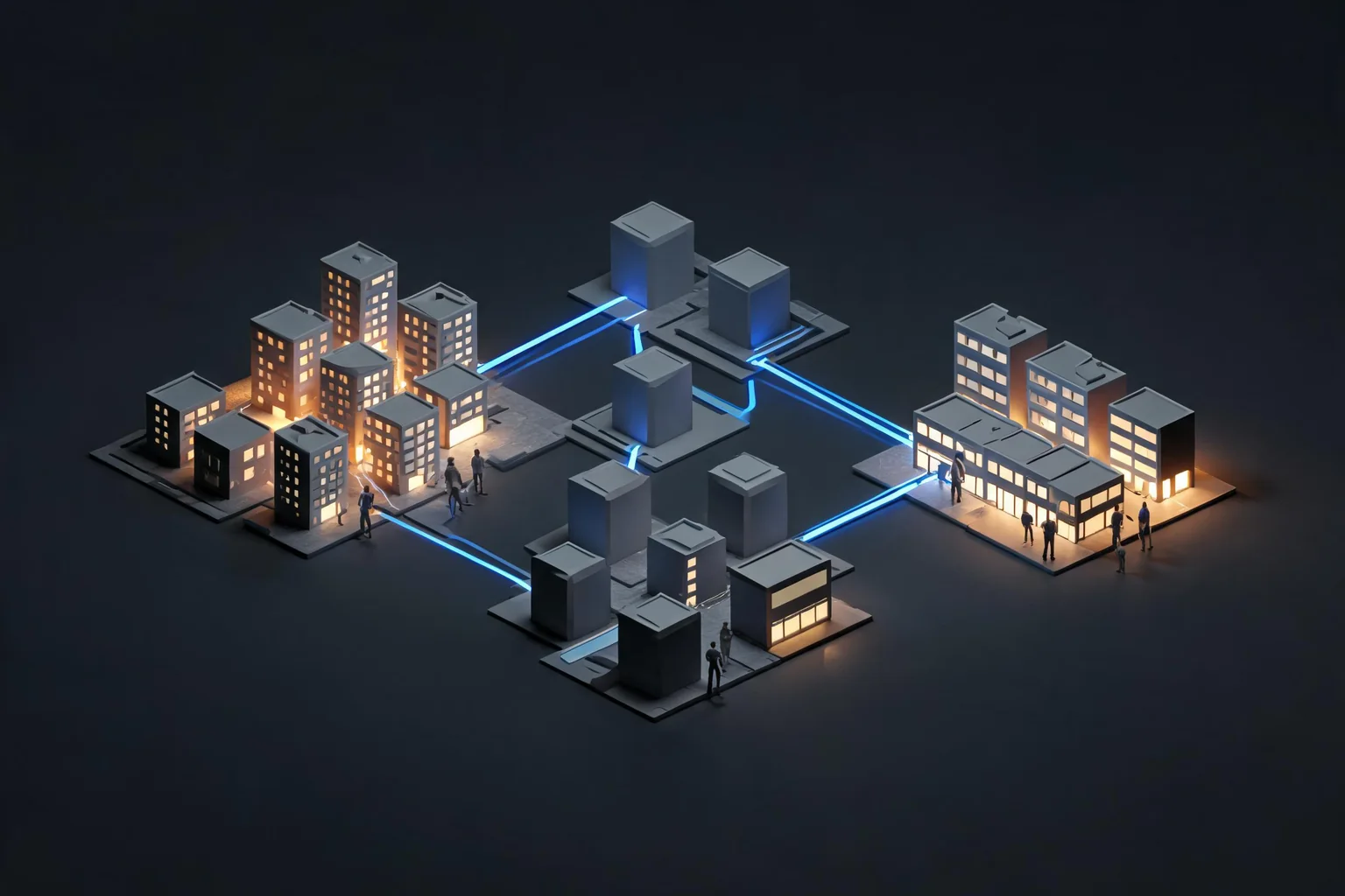 Unreal Engine City Builder Simulation Guide editorial cover illustrating building placement and occupancy, resource population and job state, Mass Entity navigation and visualization, and save migration and scale profiling