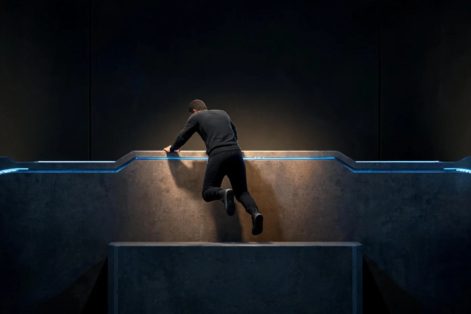 Unreal Engine Climbing and Mantling System Guide editorial cover illustrating ledge detection and eligibility, motion warping and animation alignment, network authority and correction, and camera collision and recovery tests
