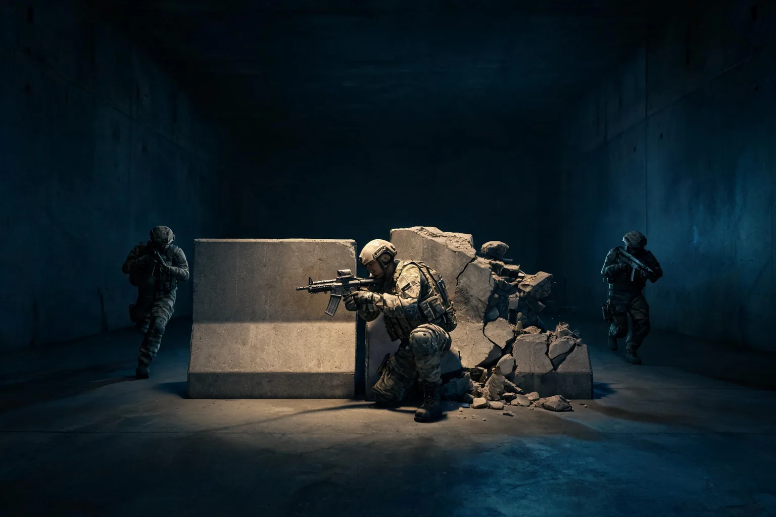 Unreal Engine Cover Shooter Combat Guide editorial cover illustrating cover eligibility and occupancy, aim peek and camera state, AI perception and flanking, and replication destruction and recovery