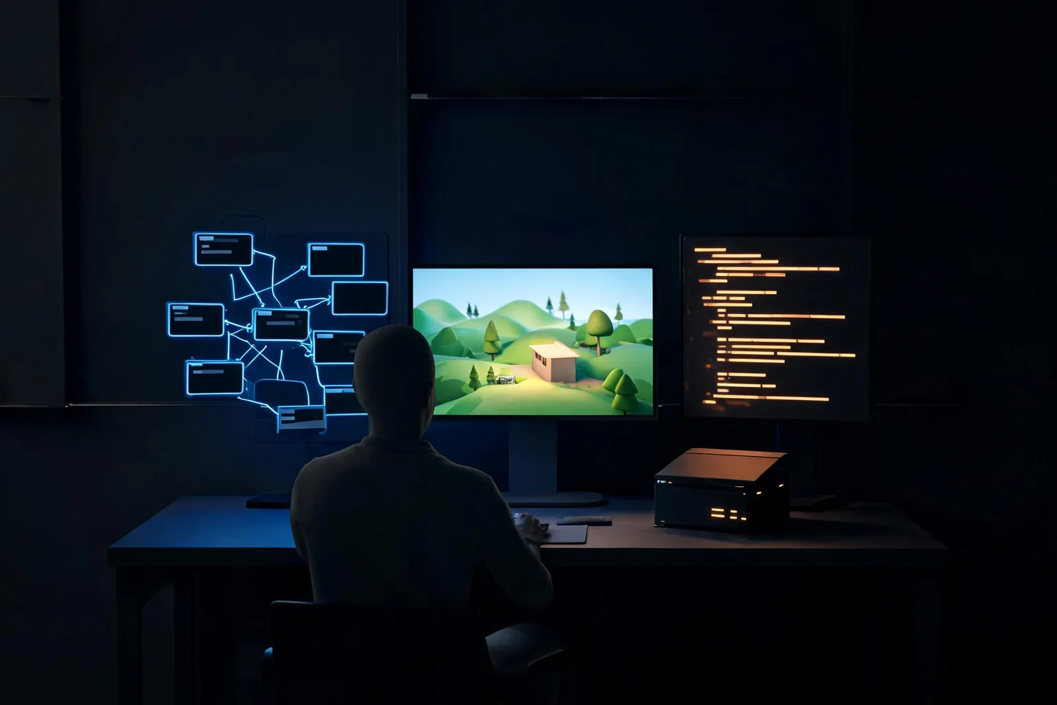 What Is Unreal Engine? A Practical Game Development Guide editorial cover illustrating real-time 3D engine definition, editor and runtime distinction, Blueprint and C++, and cooking and packaging
