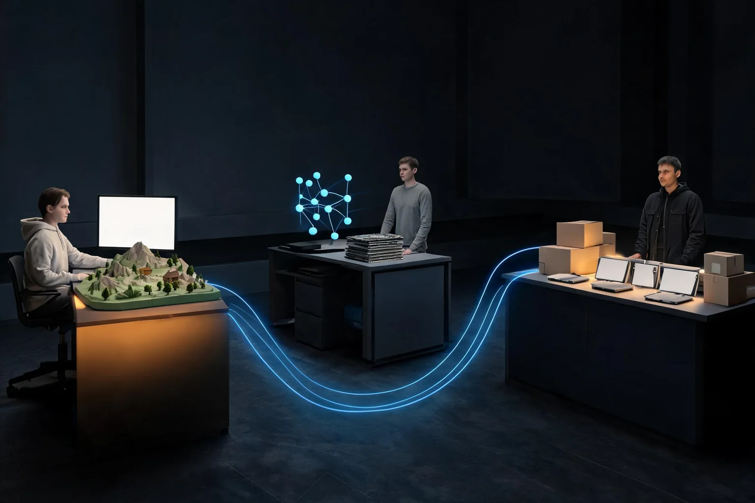 What Is Unreal Engine? A Practical Game Development Guide workflow diagram illustrating Explain connect projects, levels, assets, Blueprints or C++, cooking, and packaged builds using real-time 3D engine definition and editor and runtime distinction as the visible checkpoints.