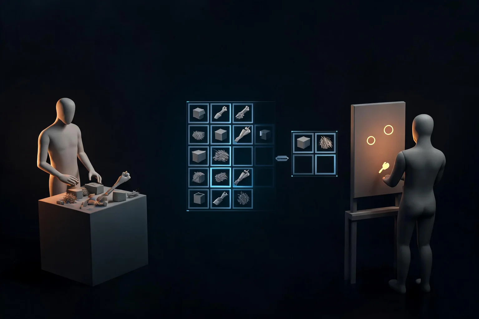 Medieval Dynasty: Unreal Engine Survival Crafting and Inventory Authority Guide editorial cover illustrating resource and item definitions, crafting transaction ownership, condition hunger and tool state, and save migration duplication and recovery