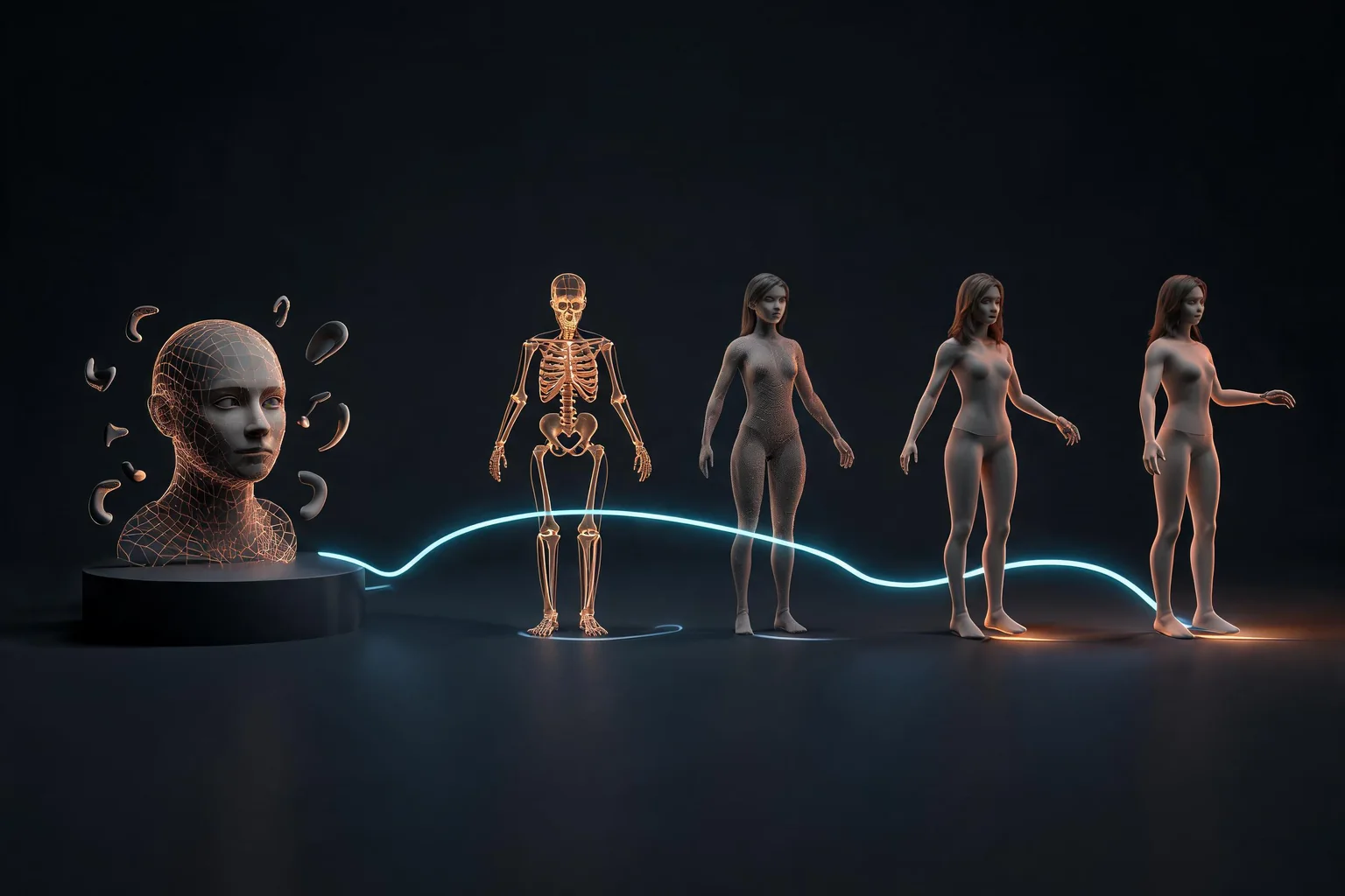 Unreal Engine MetaHuman Character Workflow Guide workflow diagram illustrating Explain check scale, hierarchy, bind pose, naming, curves, and licenses using MetaHuman assembly and skeleton and body compatibility as the visible checkpoints.